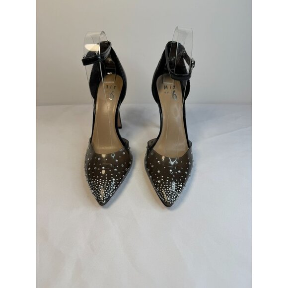 Mix No. 6 Arlette Pump Women's Size 7.5 Black Rhinestone Ankle Strap Heel Formal - Picture 2 of 13